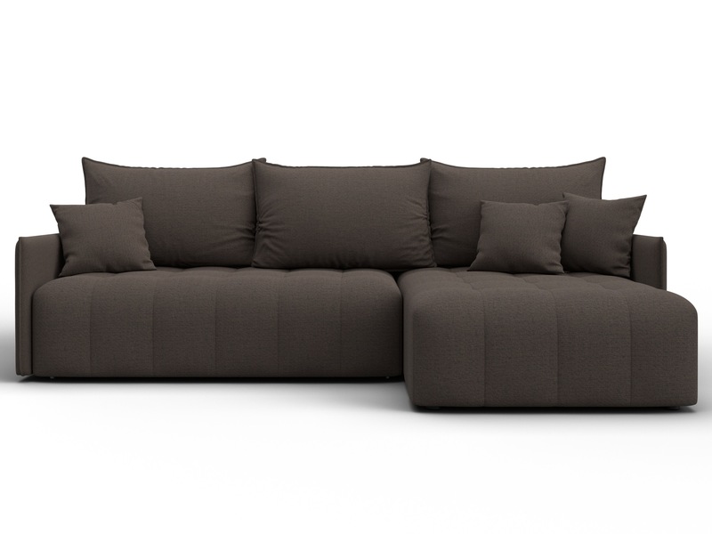 Диван угловой Лига-054 НПБ угол универсальный, Рогожка, Амур 05 коричневый