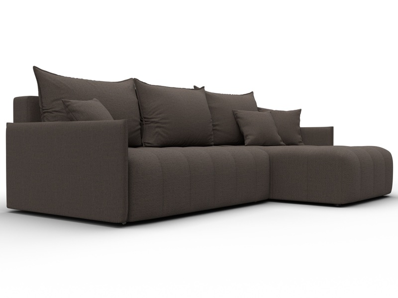 Диван угловой Лига-054 НПБ угол универсальный, Рогожка, Амур 05 коричневый