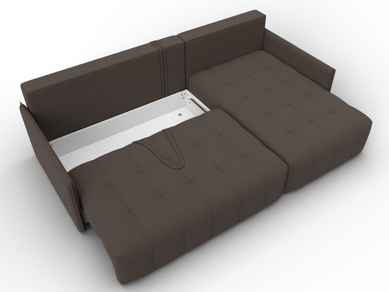 Диван угловой Лига-054 НПБ угол универсальный, Рогожка, Амур 05 коричневый