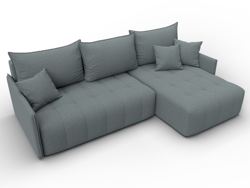 Диван угловой Лига-054 НПБ угол универсальный, Рогожка, Амур 07 серый