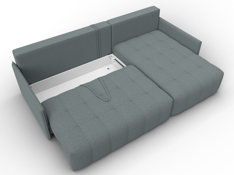 Диван угловой Лига-054 НПБ угол универсальный, Рогожка, Амур 07 серый