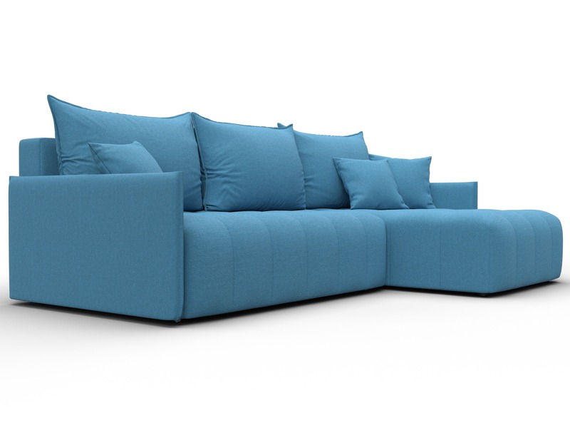 Диван угловой Лига-054 НПБ угол универсальный, Рогожка, Амур 10 голубой