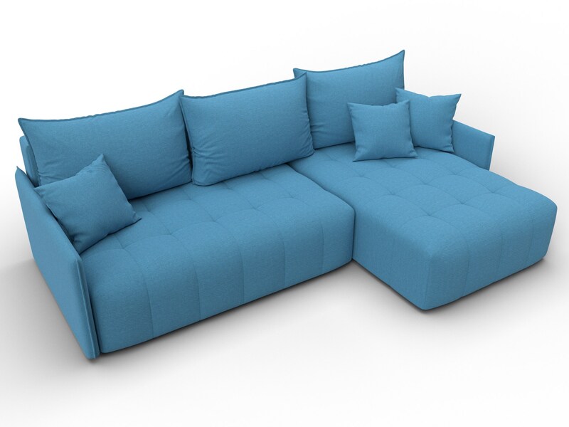 Диван угловой Лига-054 НПБ угол универсальный, Рогожка, Амур 10 голубой