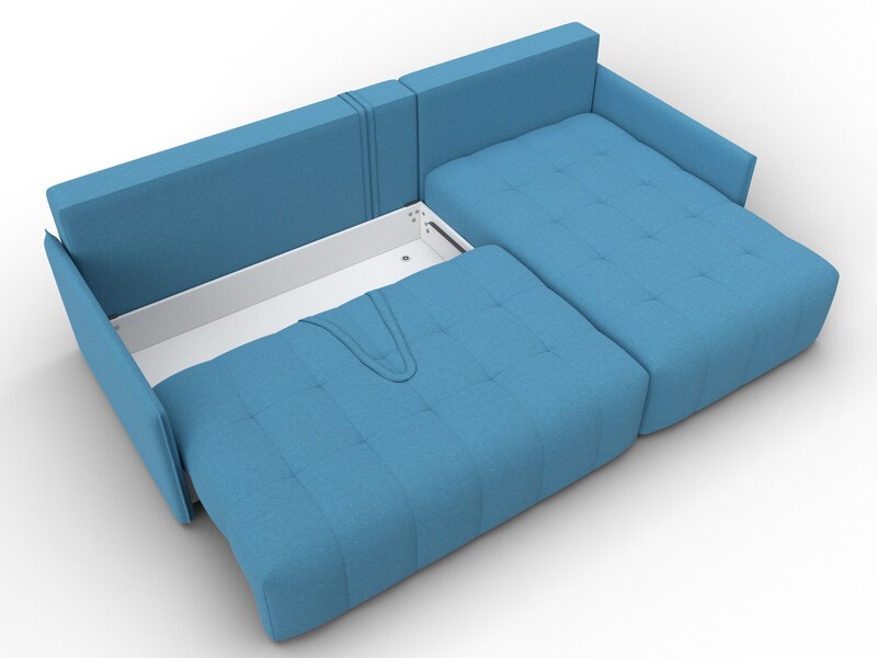 Диван угловой Лига-054 НПБ угол универсальный, Рогожка, Амур 10 голубой