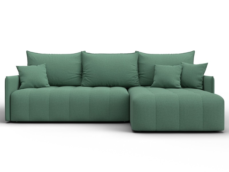 Диван угловой Лига-054 НПБ угол универсальный, Рогожка, Амур 11 зеленый