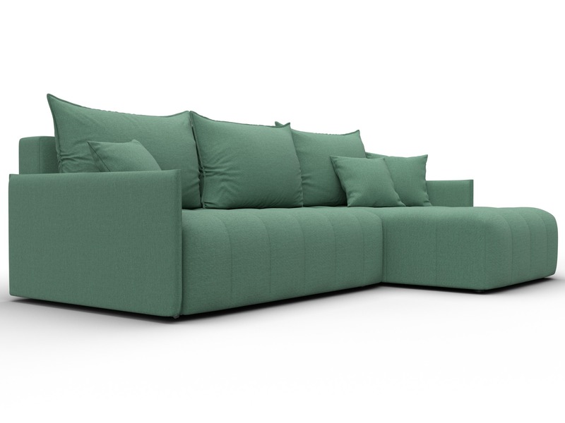 Диван угловой Лига-054 НПБ угол универсальный, Рогожка, Амур 11 зеленый