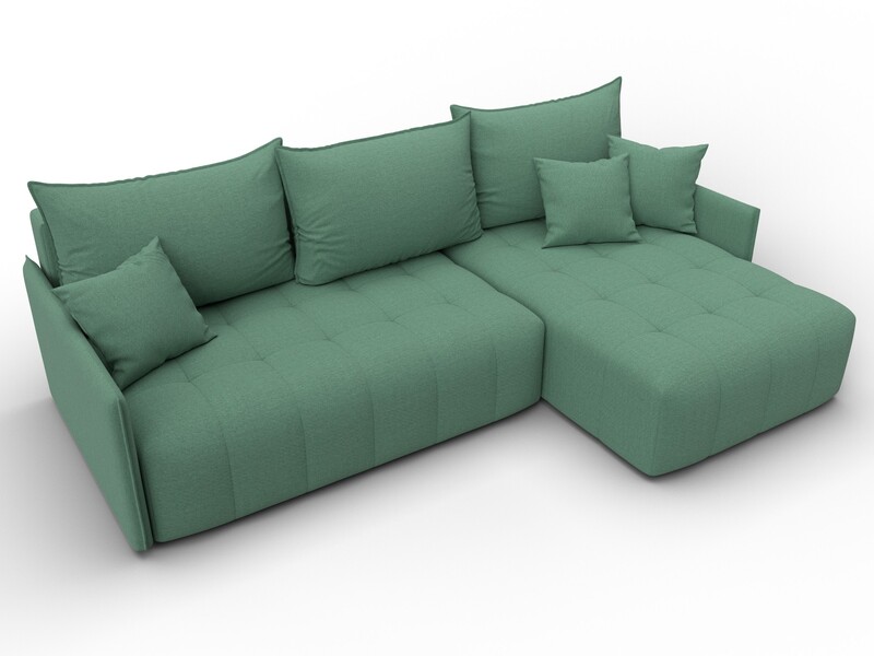 Диван угловой Лига-054 НПБ угол универсальный, Рогожка, Амур 11 зеленый