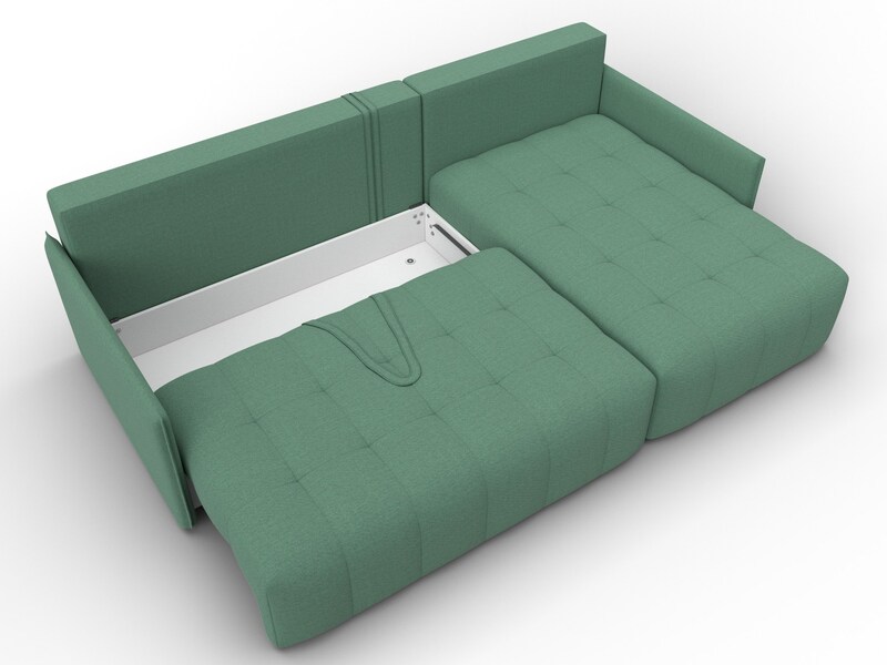 Диван угловой Лига-054 НПБ угол универсальный, Рогожка, Амур 11 зеленый