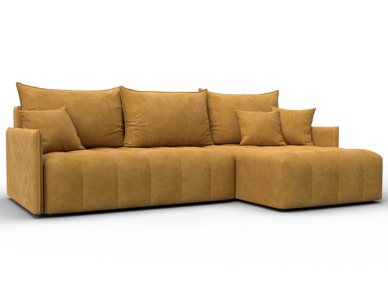 Диван угловой Лига-054 НПБ угол универсальный, Велюр, BRUT 10 желтый