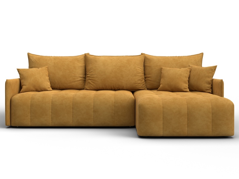 Диван угловой Лига-054 НПБ угол универсальный, Велюр, BRUT 10 желтый