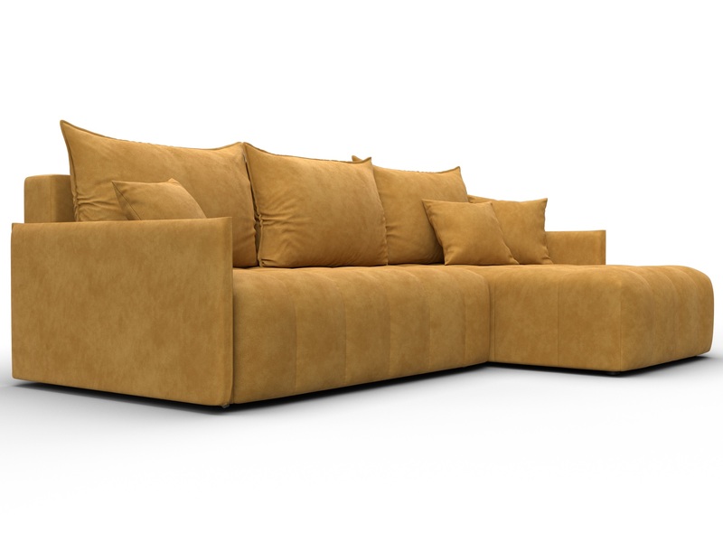 Диван угловой Лига-054 НПБ угол универсальный, Велюр, BRUT 10 желтый