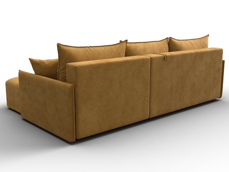 Диван угловой Лига-054 НПБ угол универсальный, Велюр, BRUT 10 желтый