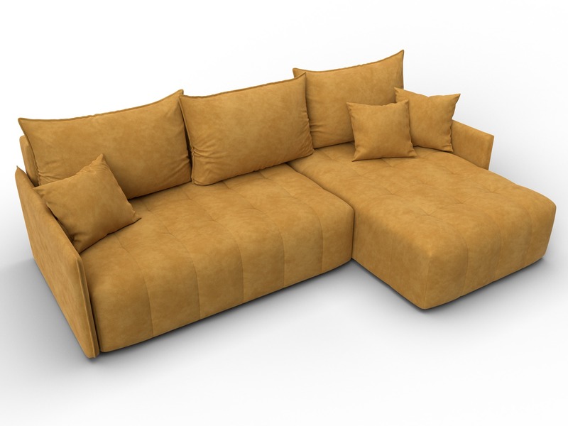 Диван угловой Лига-054 НПБ угол универсальный, Велюр, BRUT 10 желтый