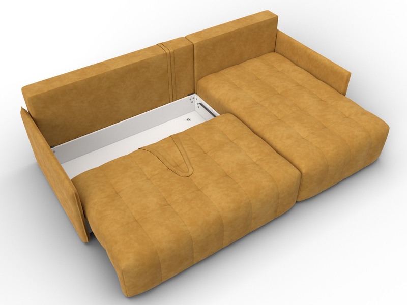 Диван угловой Лига-054 НПБ угол универсальный, Велюр, BRUT 10 желтый