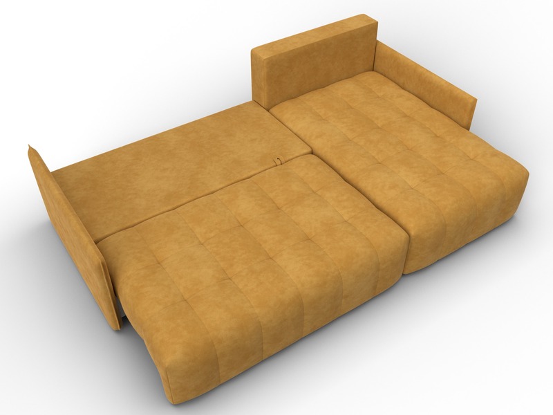 Диван угловой Лига-054 НПБ угол универсальный, Велюр, BRUT 10 желтый