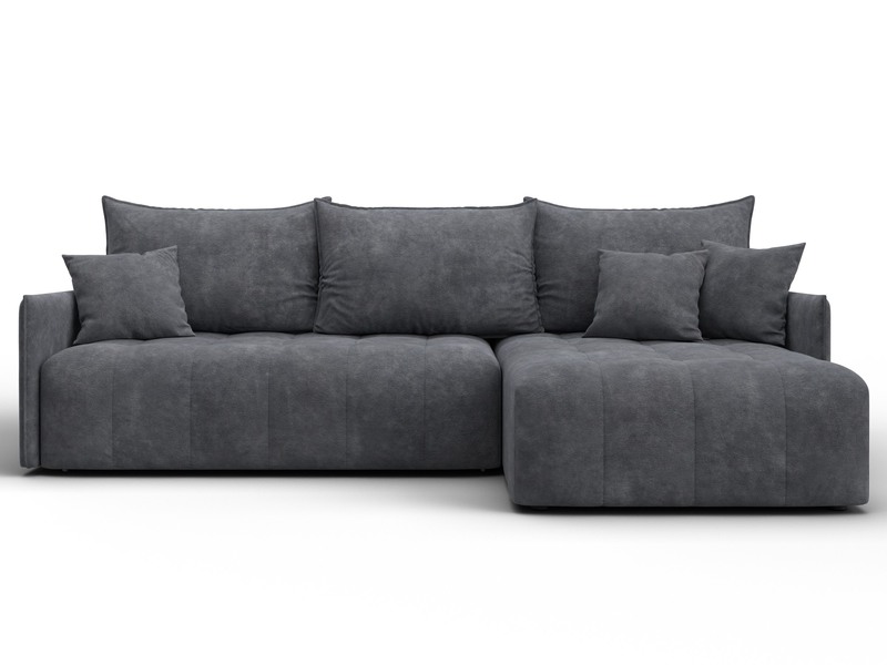 Диван угловой Лига-054 НПБ угол универсальный, Велюр, BRUT 16 темно-серый