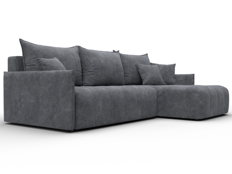 Диван угловой Лига-054 НПБ угол универсальный, Велюр, BRUT 16 темно-серый