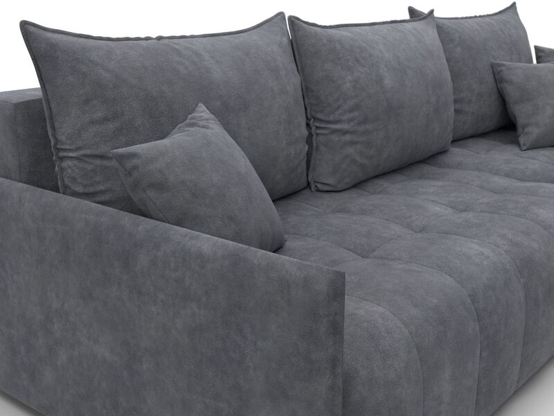 Диван угловой Лига-054 НПБ угол универсальный, Велюр, BRUT 16 темно-серый