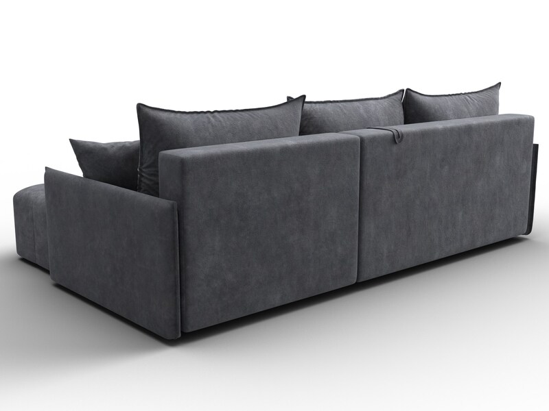 Диван угловой Лига-054 НПБ угол универсальный, Велюр, BRUT 16 темно-серый