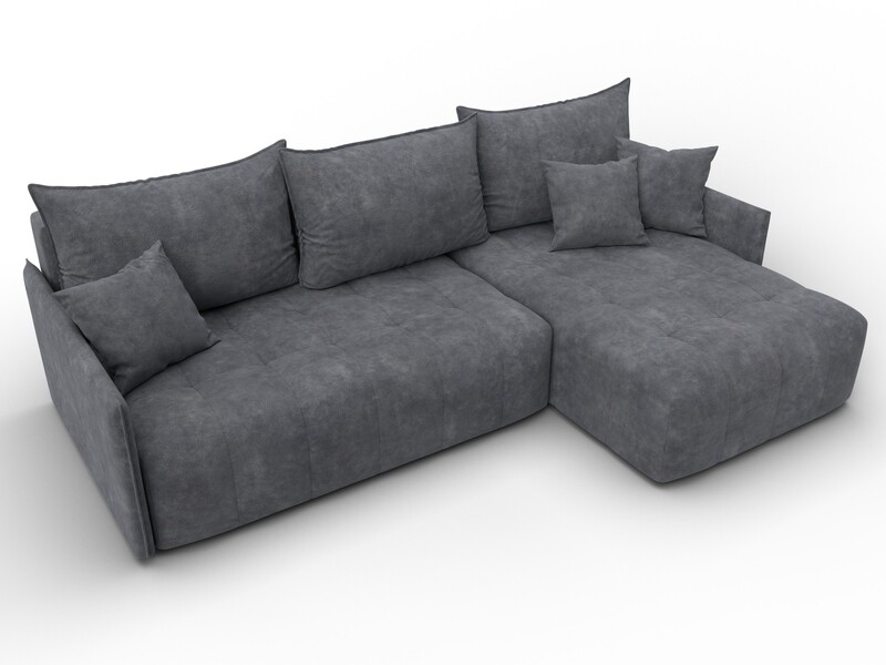 Диван угловой Лига-054 НПБ угол универсальный, Велюр, BRUT 16 темно-серый