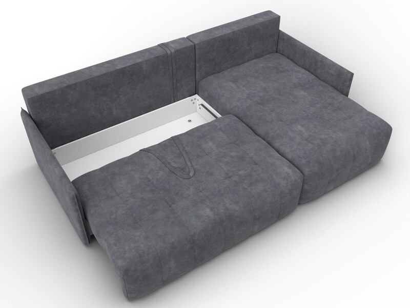 Диван угловой Лига-054 НПБ угол универсальный, Велюр, BRUT 16 темно-серый