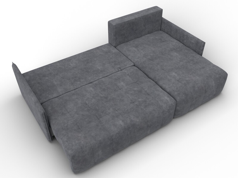 Диван угловой Лига-054 НПБ угол универсальный, Велюр, BRUT 16 темно-серый