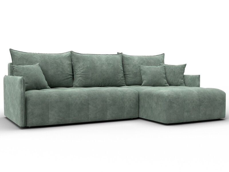 Диван угловой Лига-054 НПБ угол универсальный, Велюр, BRUT 08 зеленый