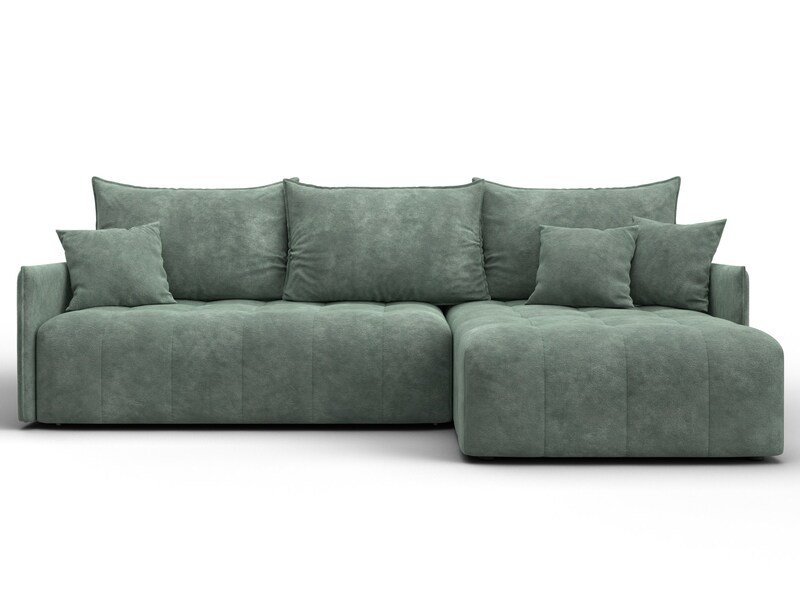 Диван угловой Лига-054 НПБ угол универсальный, Велюр, BRUT 08 зеленый