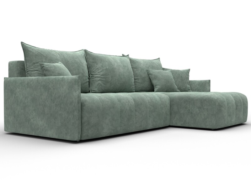 Диван угловой Лига-054 НПБ угол универсальный, Велюр, BRUT 08 зеленый