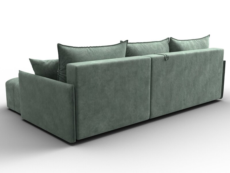 Диван угловой Лига-054 НПБ угол универсальный, Велюр, BRUT 08 зеленый