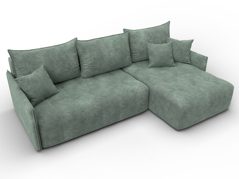 Диван угловой Лига-054 НПБ угол универсальный, Велюр, BRUT 08 зеленый