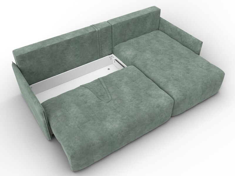 Диван угловой Лига-054 НПБ угол универсальный, Велюр, BRUT 08 зеленый