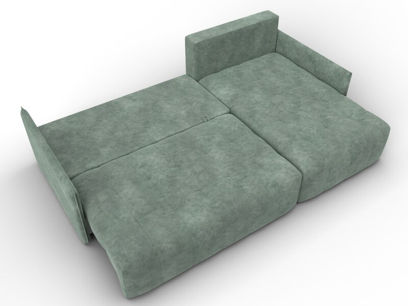 Диван угловой Лига-054 НПБ угол универсальный, Велюр, BRUT 08 зеленый