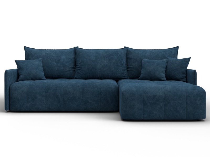Диван угловой Лига-054 НПБ угол универсальный, Велюр, BRUT 11 синий