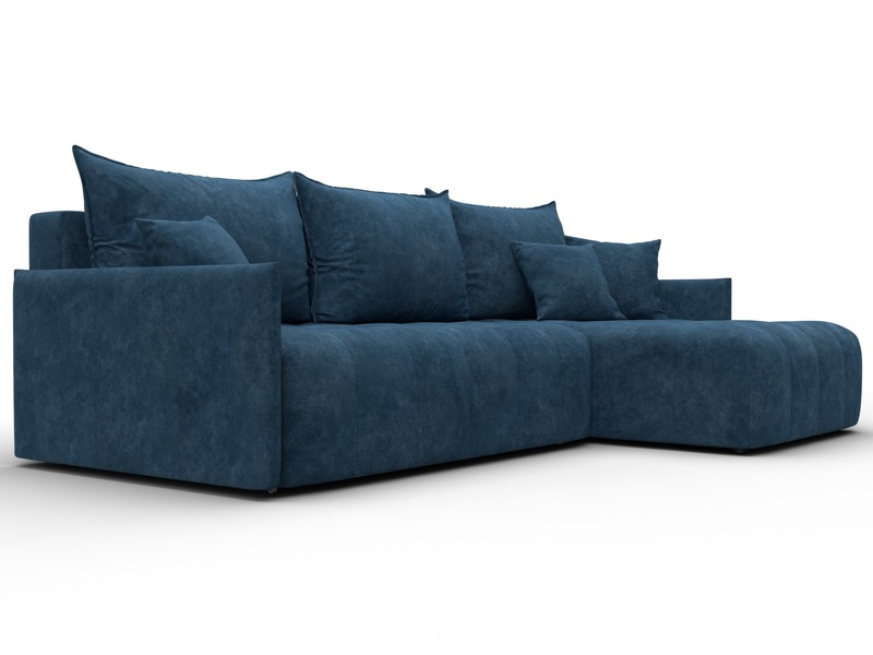 Диван угловой Лига-054 НПБ угол универсальный, Велюр, BRUT 11 синий