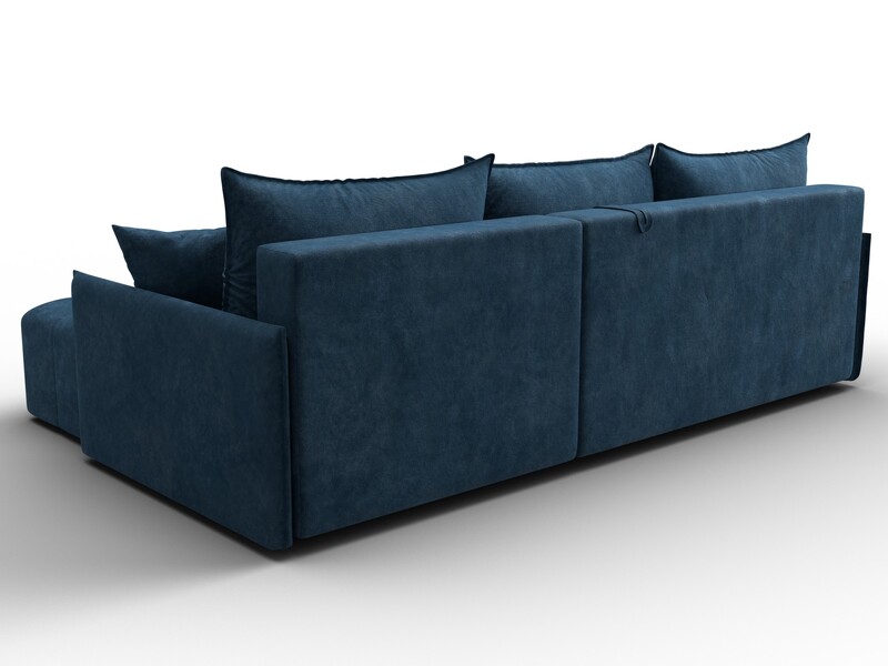 Диван угловой Лига-054 НПБ угол универсальный, Велюр, BRUT 11 синий