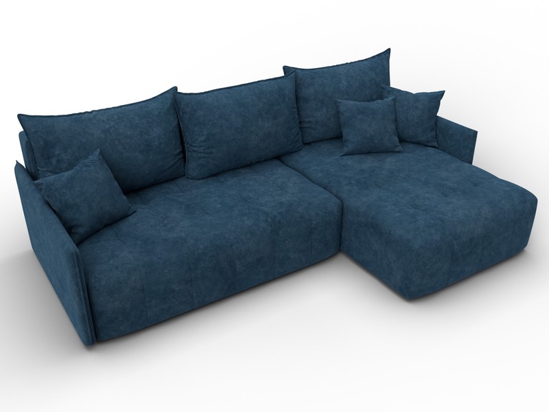 Диван угловой Лига-054 НПБ угол универсальный, Велюр, BRUT 11 синий
