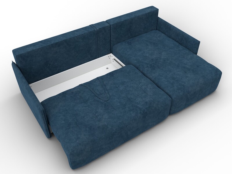 Диван угловой Лига-054 НПБ угол универсальный, Велюр, BRUT 11 синий