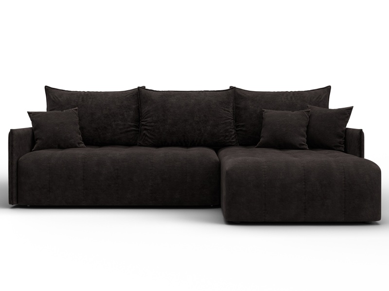 Диван угловой Лига-054 НПБ угол универсальный, Велюр, BRUT 17 коричневый