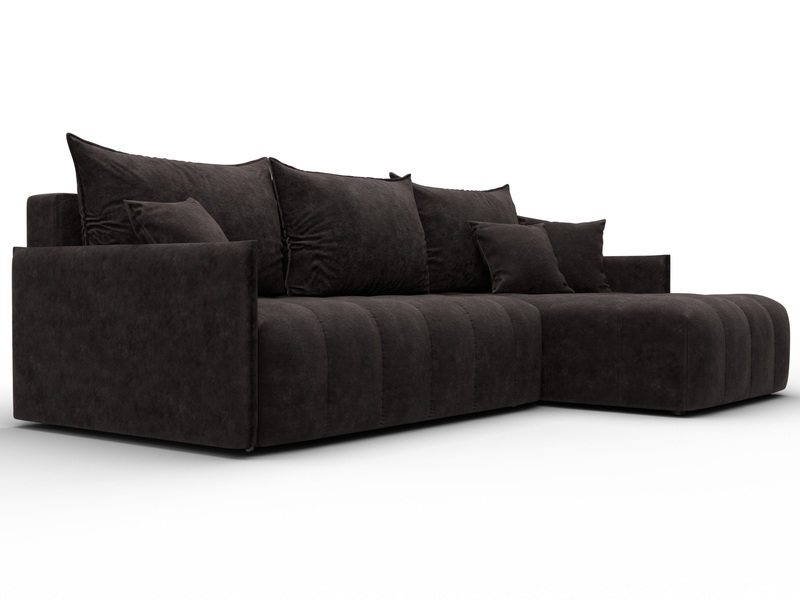 Диван угловой Лига-054 НПБ угол универсальный, Велюр, BRUT 17 коричневый