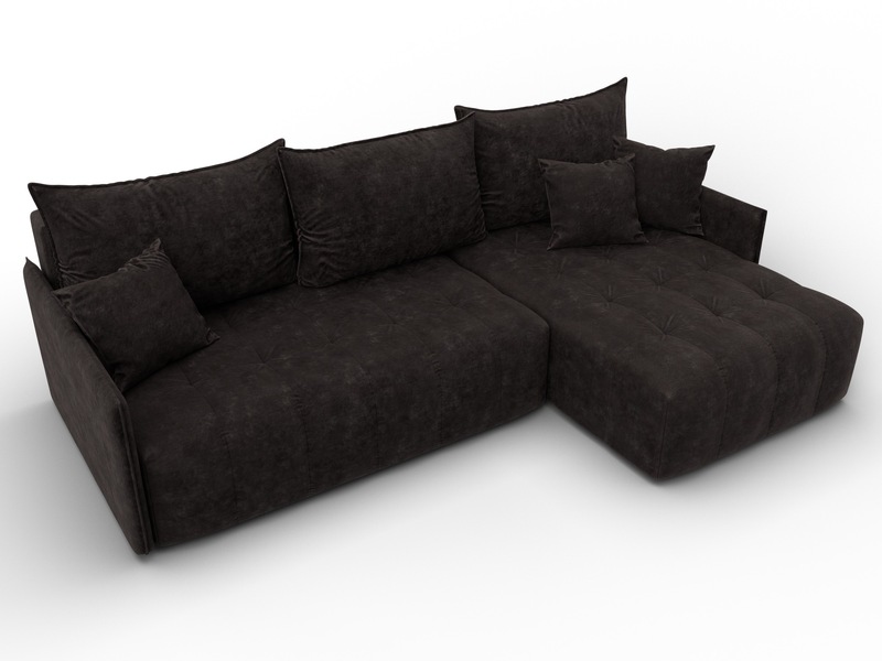 Диван угловой Лига-054 НПБ угол универсальный, Велюр, BRUT 17 коричневый