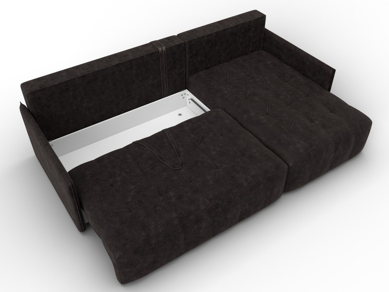 Диван угловой Лига-054 НПБ угол универсальный, Велюр, BRUT 17 коричневый