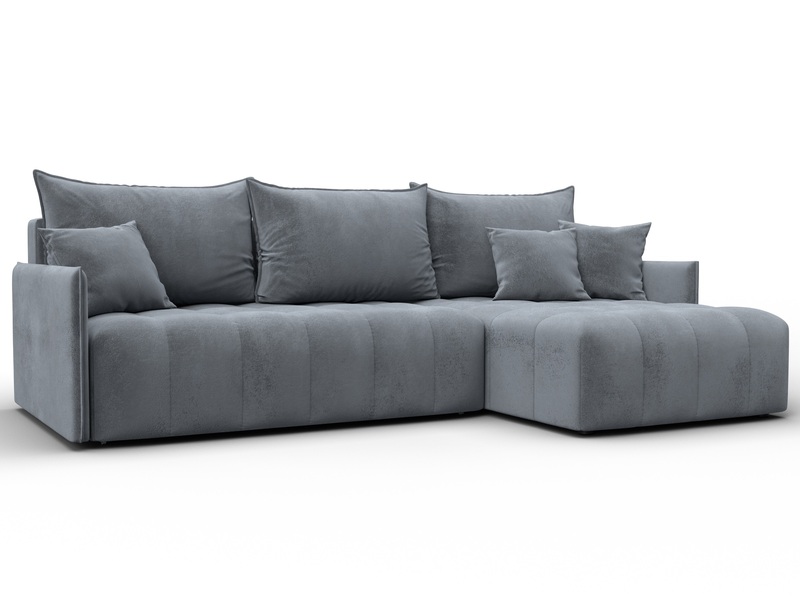 Диван угловой Лига-054 НПБ угол универсальный, Велюр, TOWER 10 серый