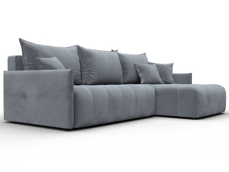 Диван угловой Лига-054 НПБ угол универсальный, Велюр, TOWER 10 серый