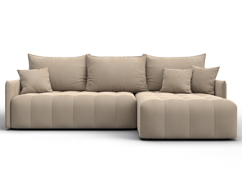 Диван угловой Лига-054 НПБ угол универсальный, Велюр, SEVEN 729 бежевый