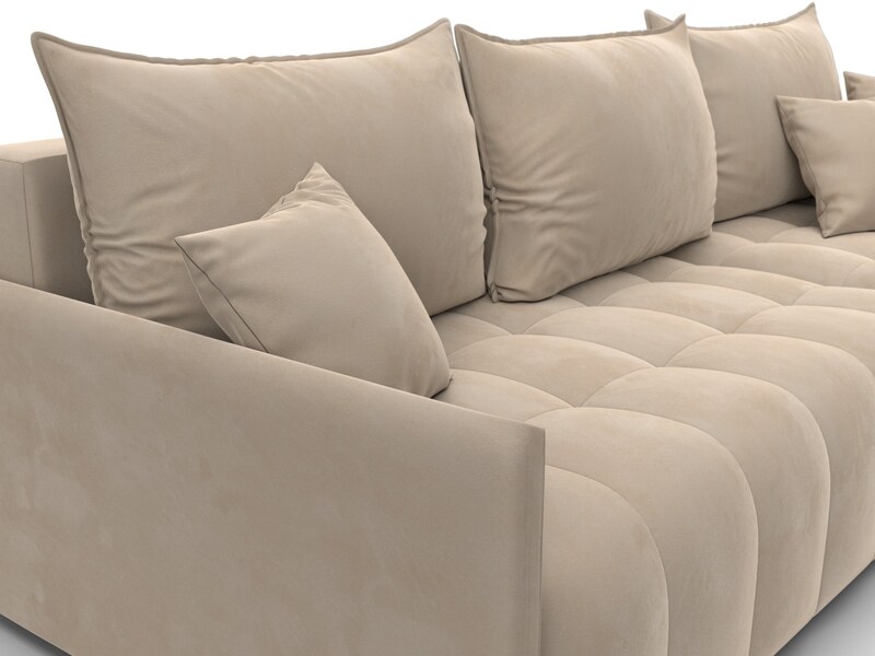 Диван угловой Лига-054 НПБ угол универсальный, Велюр, SEVEN 729 бежевый