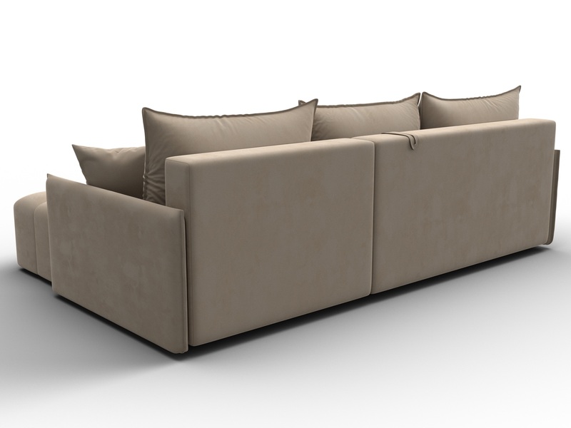 Диван угловой Лига-054 НПБ угол универсальный, Велюр, SEVEN 729 бежевый