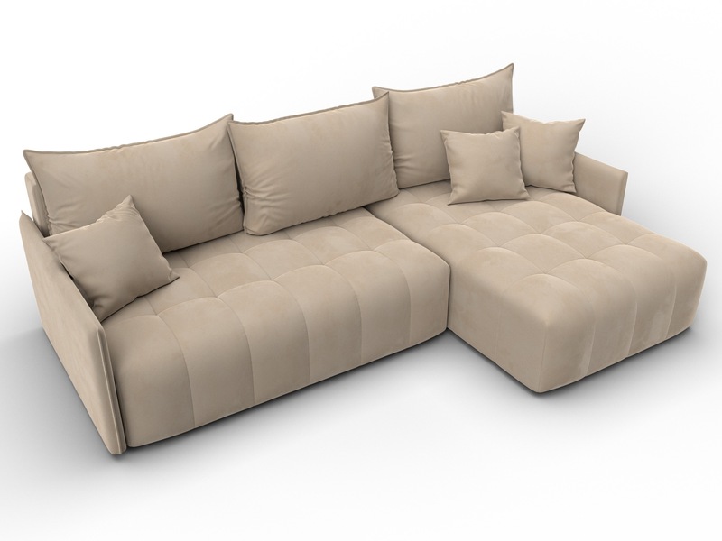 Диван угловой Лига-054 НПБ угол универсальный, Велюр, SEVEN 729 бежевый