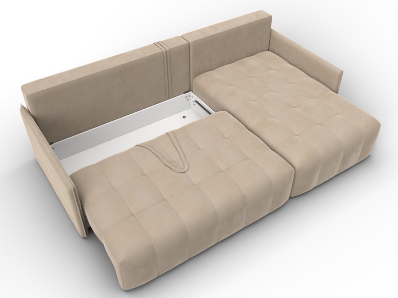 Диван угловой Лига-054 НПБ угол универсальный, Велюр, SEVEN 729 бежевый