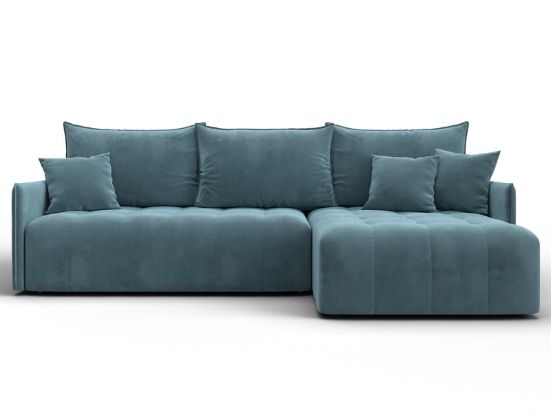 Диван угловой Лига-054 НПБ угол универсальный, Велюр, SEVEN 113 бирюзовый